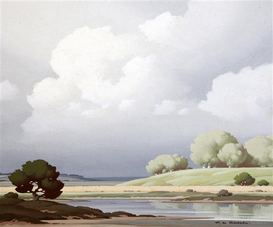 § Pierre de Clausades (1910-1976) Vue Sur La Loire 18 x 21.5in.